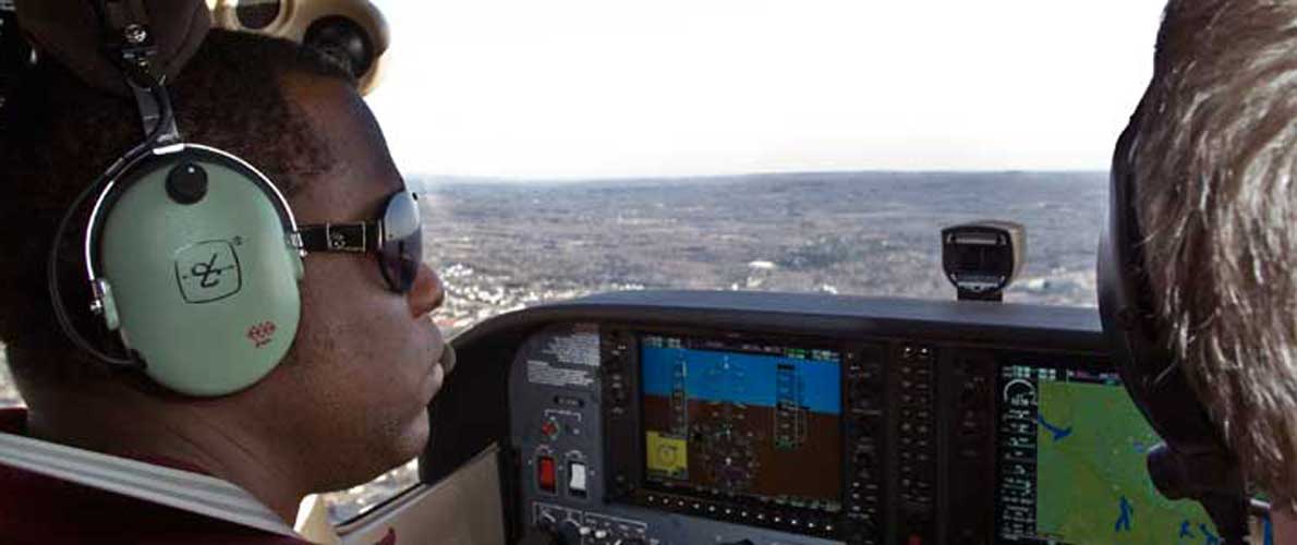 Pilots in plane interior