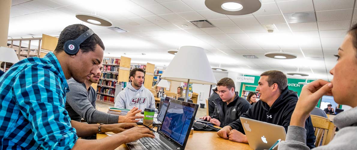 Students in the library