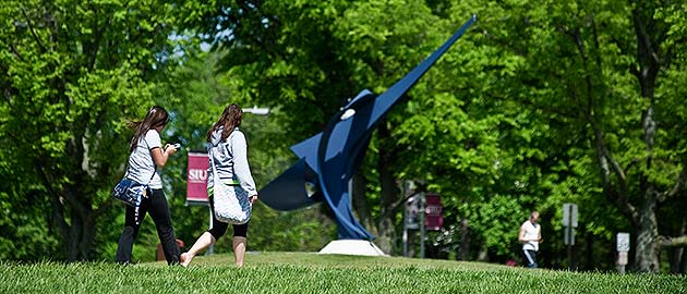 Students walking on campus