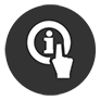 information symbol with hand pointing at it