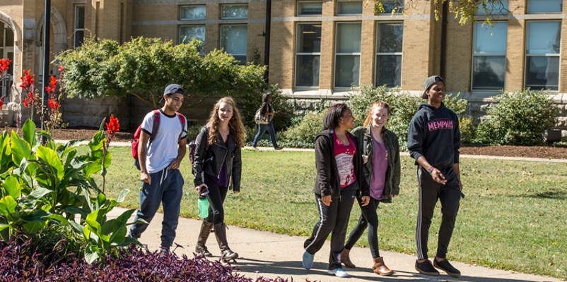 freshmen walking on campus